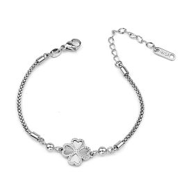 TA175 Lắc tay nữ titan cỏ 4 lá may mắn