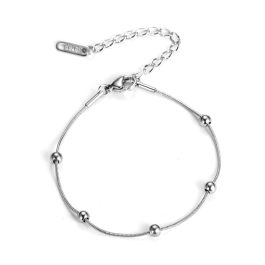 TA244 Lắc tay titan dây mì tròn kết bi cách điệu