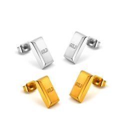 TB207 Bông tai nữ titan hình thỏi vàng