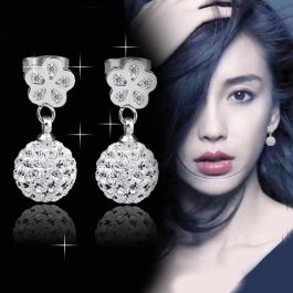 BT325 Bông tai nữ inox tòn ten hoa mai trái châu sang trọng