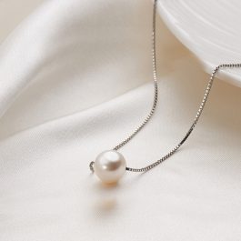 DC197 Dây chuyền nữ inox xỏ ngang ngọc trai 10mm