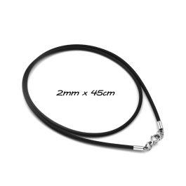 DN004 Dây chuyền cao su 2mm khóa inox cao cấp