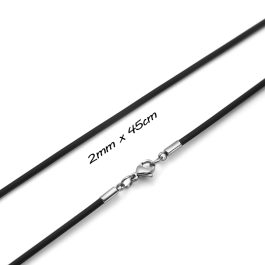 DN004 Dây chuyền cao su 2mm khóa inox cao cấp