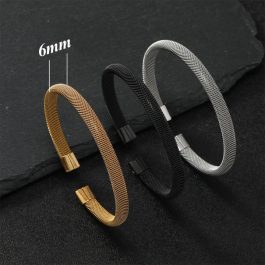 LN004 Vòng tay nam titan 6mm kiểu hở chữ C