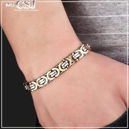 LN017 Lắc tay nam Titan ziczac mạ vàng cách điệu