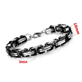 LN034 LẮC TAY NAM INOX ZICZAC VUÔNG 10LY mạ đen