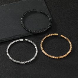 LN138 Vòng tay nam thắt bính titan 4mm kiểu hở