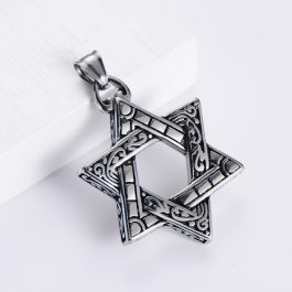MD007 Mặt dây chuyền nam titan ngôi sao 6 cánh do thái