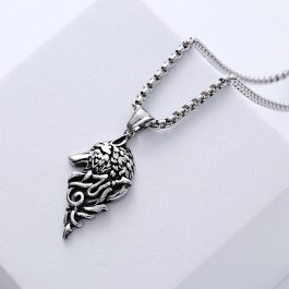 MD011 Mặt dây chuyền titan nam đầu sói phong cách Harley