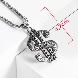 MD019 Mặt dây chuyền nam titan hình đô la chữ S