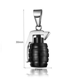 MD023 Mặt dây chuyền quả lựu đạn inox màu đen cá tính