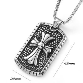MD035 Mặt dây chuyền nam thép titan hình thẻ bài phong cách Chomre heart
