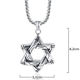 MD067 Mặt dây chuyền nam titan ngôi sao 6 cánh do thái