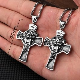 MD074 Mặt dây chuyền titan hình thánh giá Chúa Giêsu