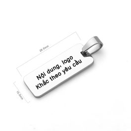 MD084 Mặt dây chuyền inox hình thẻ chữ nhật