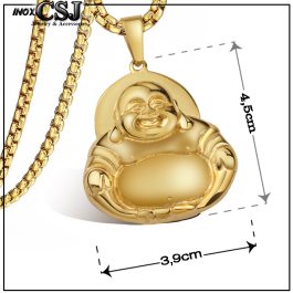 MD112 Mặt dây chuyền phật di lặc inox mạ vàng