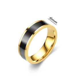 N504 Nhẫn titan bảng 6mm sọc đen (Size 7)