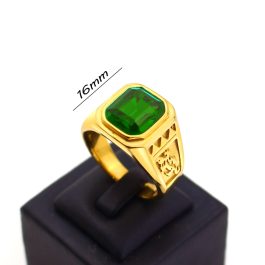 N508 Nhẫn nam titan đá xanh lá cây (Size 11)