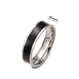 N509 Nhẫn titan bảng 6mm sọc đen (Size 11)