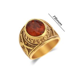 N511 Nhẫn mỹ titan mạ vàng đá đỏ (Size 7-8-9-10)