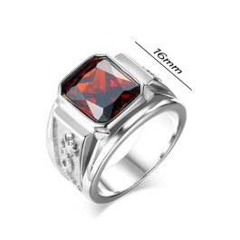 N536 Nhẫn nam Titan cham rồng đá đỏ (Size 7-8-9-10)