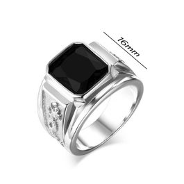 N537 Nhẫn nam Titan chạm rồng đá đen (Size 7-8-9-10)