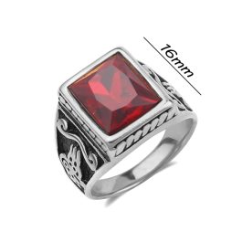 N540 Nhẫn titan nam đá đỏ (Size 7-8-9-10)
