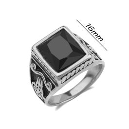 N541 Nhẫn titan nam đá đen (Size 8-9-10)