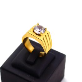 N574 Nhẫn nam titan mạ vàng 3 sọc (Size 7-8-9-10)