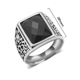 N591 Nhẫn inox nam đá đen (Size 7-8-9-10)