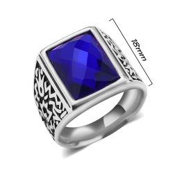 N592 Nhẫn inox nam đá xanh dương (Size 9)