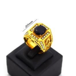 N594 Nhẫn nam titan rồng đá đen (Size 8-9)