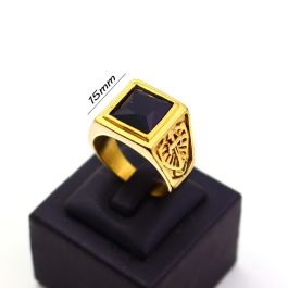 N595 Nhẫn nam titan mặt đá vuông đen (Size 9)