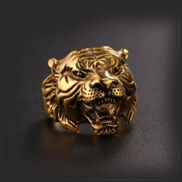 N598 Nhẫn nam Titan đầu con hổ mạ vàng (Size 7-8-11)