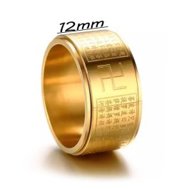 N604 Nhẫn inox mạ vàng bát nhã tâm kinh (Size 6-9