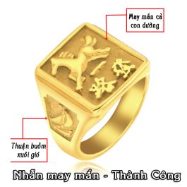 N606 Nhẫn nam titan hình con ngựa may mắn thành công (Size 11)