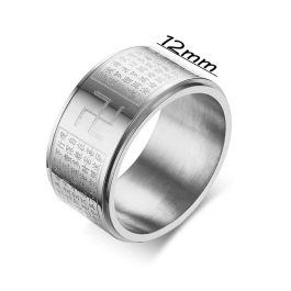 N616 Nhẫn Titan bát nhã tâm kinh bảng lớn 12ly (Size 7-12)