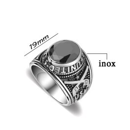 N662 Nhẫn nam titan quân đội mỹ đá màu đen (Size 7-9-10)