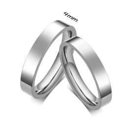 NC025 Nhẫn cặp titan inox trơn bảng 4mm (Size 4-5-6-7-8-9)