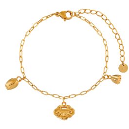 TA014 Lắc tay titan khóa trường thọ cách điệu búp sen