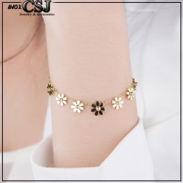 TA053 Lắc tay nữ titan hoa cúc màu vàng tươi