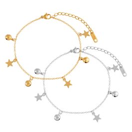 TA681 Lắc chân nữ titan ngôi sao cách điệu chuông