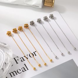 TB083 Bông tai nữ titan hoa hồng