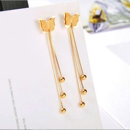 TB149 Bông tai titan con bướm phun cát tua rua