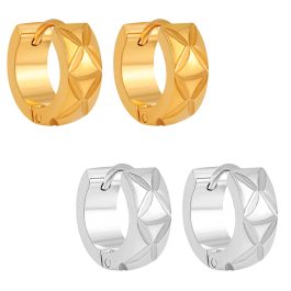 TB245 Bông tai nữ titan khoen tròn bảng 5mm họa tiết quả trám