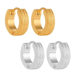 TB250 Bông tai nữ titan khoen 4ly tròn 3 sọc phun cát