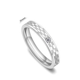 TC355 Nhẫn titan bảng 3mm họa tiết caro (Size 5-6-7)