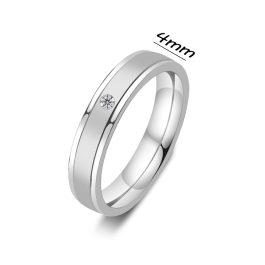 TC357 Nhẫn titan sọc mờ 4mm đính 1 đá tấm (Size 4)