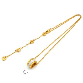TN532 Dây chuyền titan ống tròn số la mã đính đá màu trắng