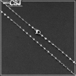 D005 Dây chuyền nữ inox kiểu lá me 2mm x 45cm